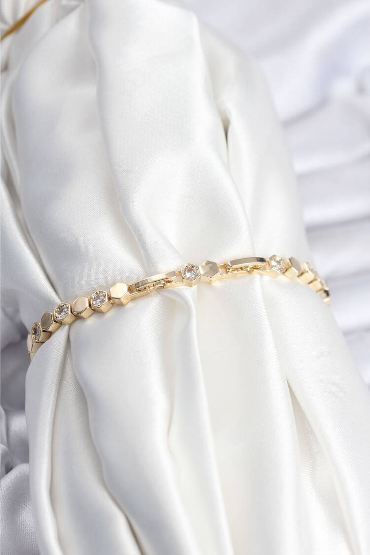 Brass Viping Series Gold Color Honeycomb Pattern Women's Bracelet