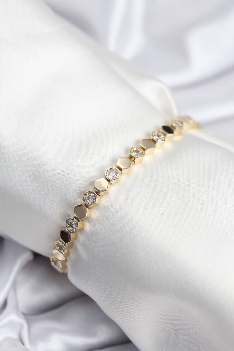 Brass Viping Series Gold Color Honeycomb Pattern Women's Bracelet - Brand: Ebijuteri - Women & Kids, Baby Clothes Wholesale - Globality Store