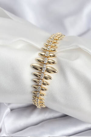Brass Vip Series Gold Color Inline Drop Pattern Women's Bracelet - Brand: Ebijuteri - Women & Kids, Baby Clothes Wholesale - Globality Store