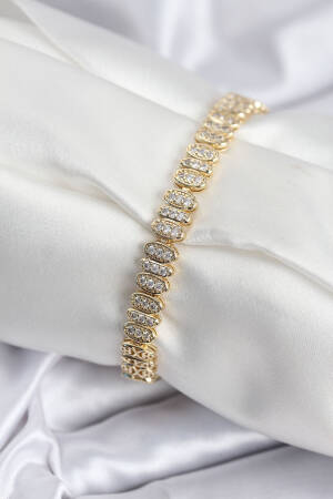 Brass Viping Series Gold Color Oval Inline Women's Bracelet - Brand: Ebijuteri - Women & Kids, Baby Clothes Wholesale - Globality Store