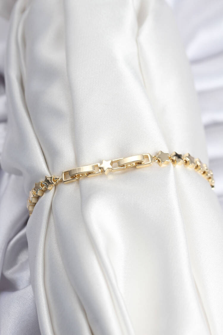 Brass Vip Series Gold Color Sequined Star Pattern Women's Bracelet