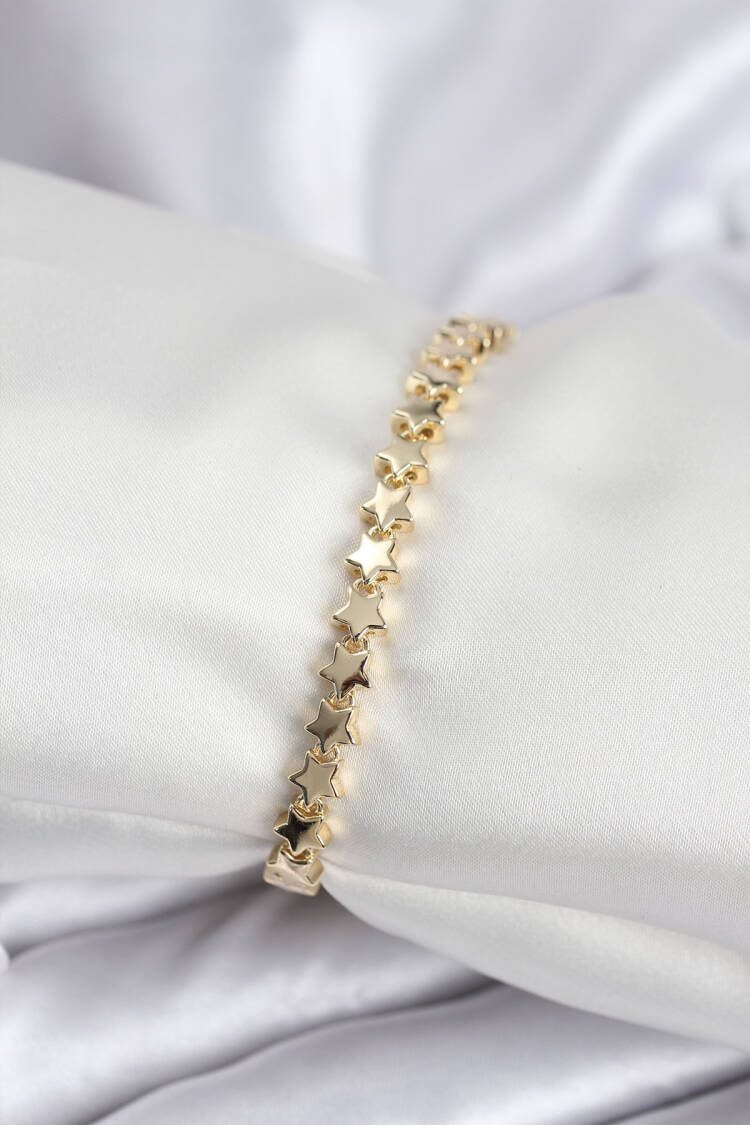 Brass Vip Series Gold Color Sequined Star Pattern Women's Bracelet - Brand: Ebijuteri - Women & Kids, Baby Clothes Wholesale - Globality Store