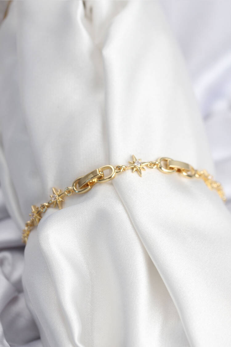 Brass Viping Series Gold Color Sequined Pole Star Women's Bracelet