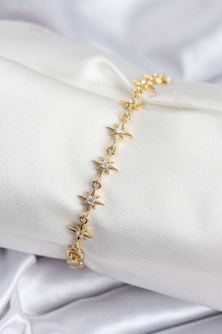 Brass Viping Series Gold Color Sequined Pole Star Women's Bracelet - Brand: Ebijuteri - Women & Kids, Baby Clothes Wholesale - Globality Store
