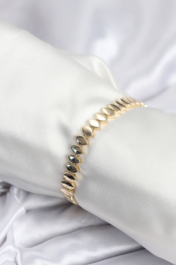 Brass Vip Series Gold Color Sequined Barley Pattern Women's Bracelet - Brand: Ebijuteri - Women & Kids, Baby Clothes Wholesale - Globality Store