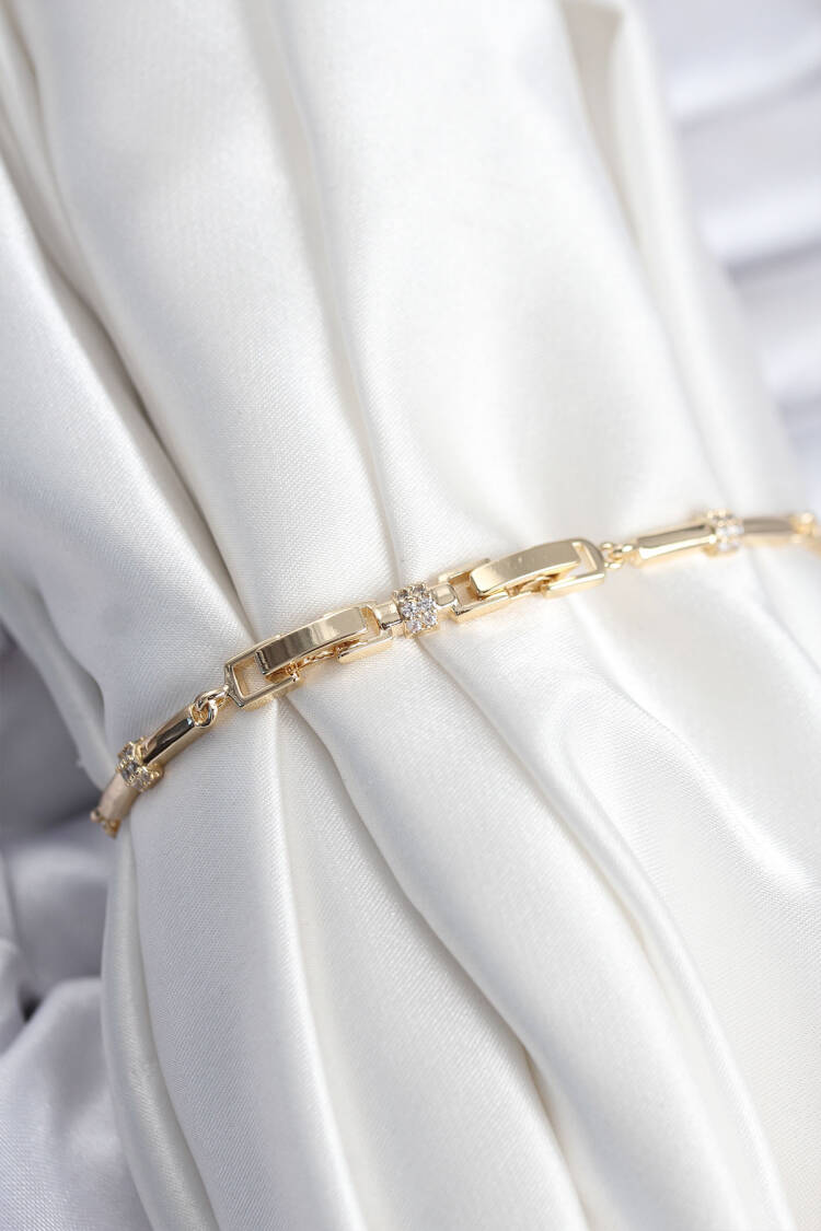 Brass Viping Series Gold Color Fragmented Model Zircon Stone Women's Bracelet