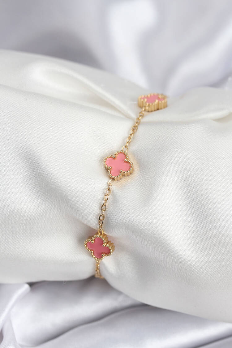 316l Steel Gold Color Pink Baby Boy Clover Women Bracelet - Brand: Ebijuteri - Women & Kids, Baby Clothes Wholesale - Globality Store