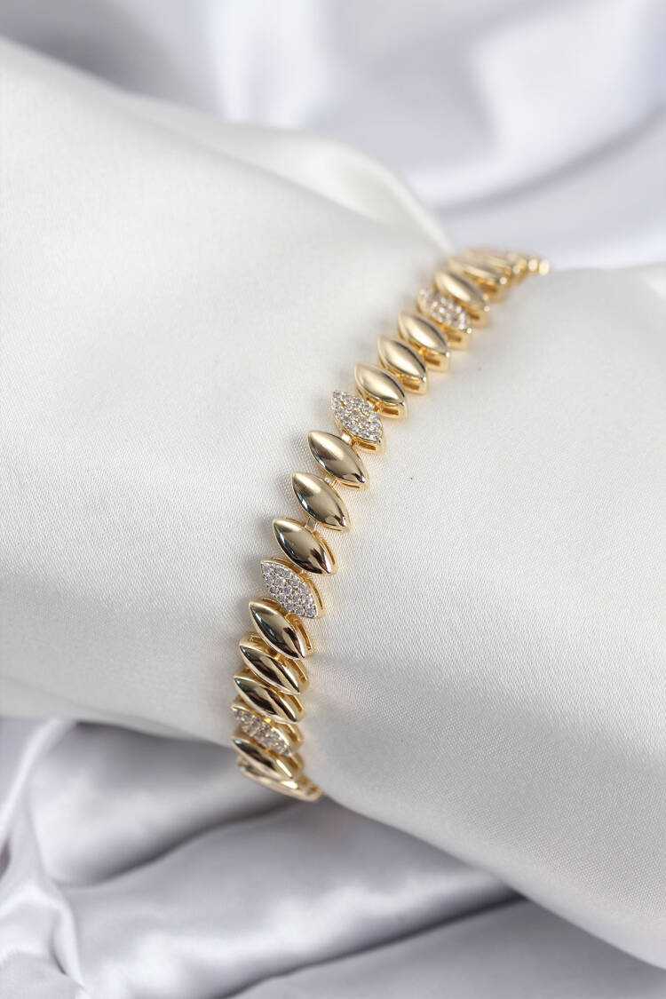 Brass Vip Series Gold Color Barley Model Women's Bracelet - Brand: Ebijuteri - Women & Kids, Baby Clothes Wholesale - Globality Store