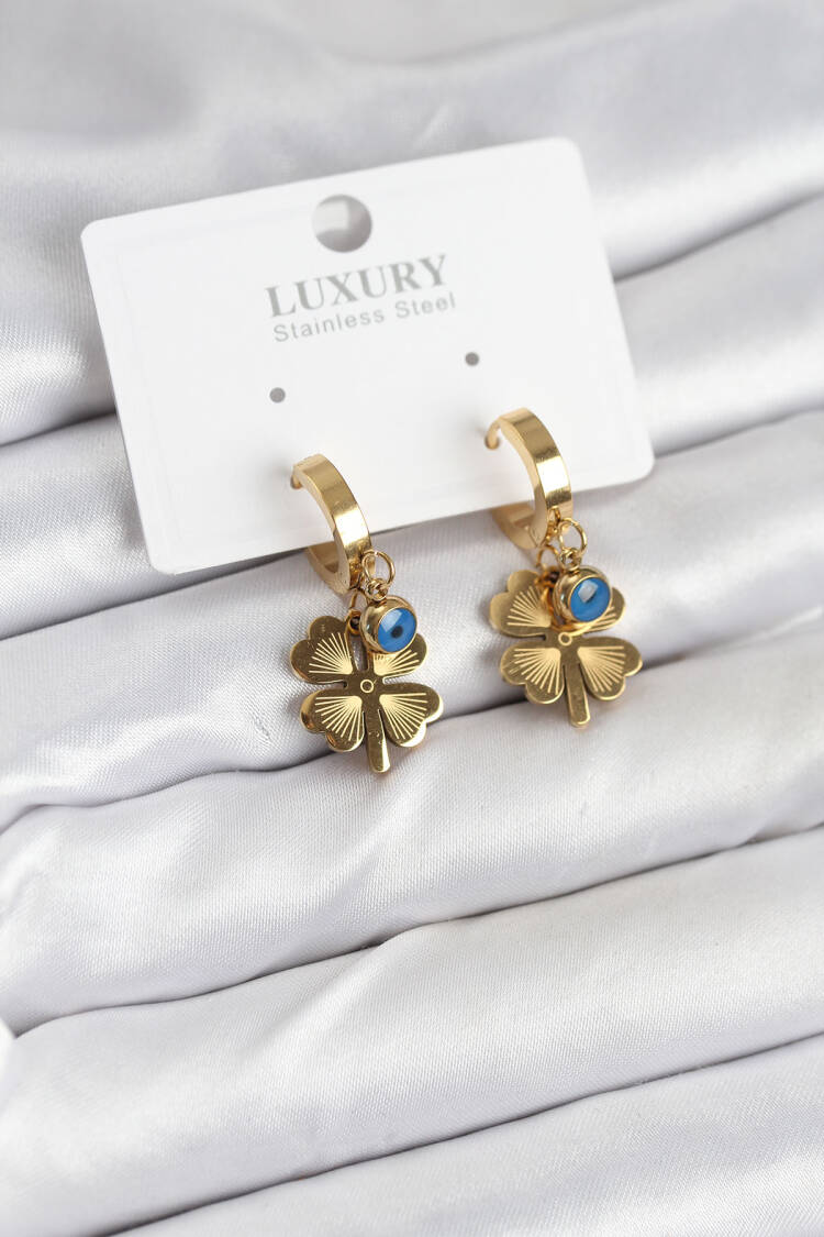 316l Steel Eye Shaped Clover Model Women's Earrings - Brand: Ebijuteri - Women & Kids, Baby Clothes Wholesale - Globality Store