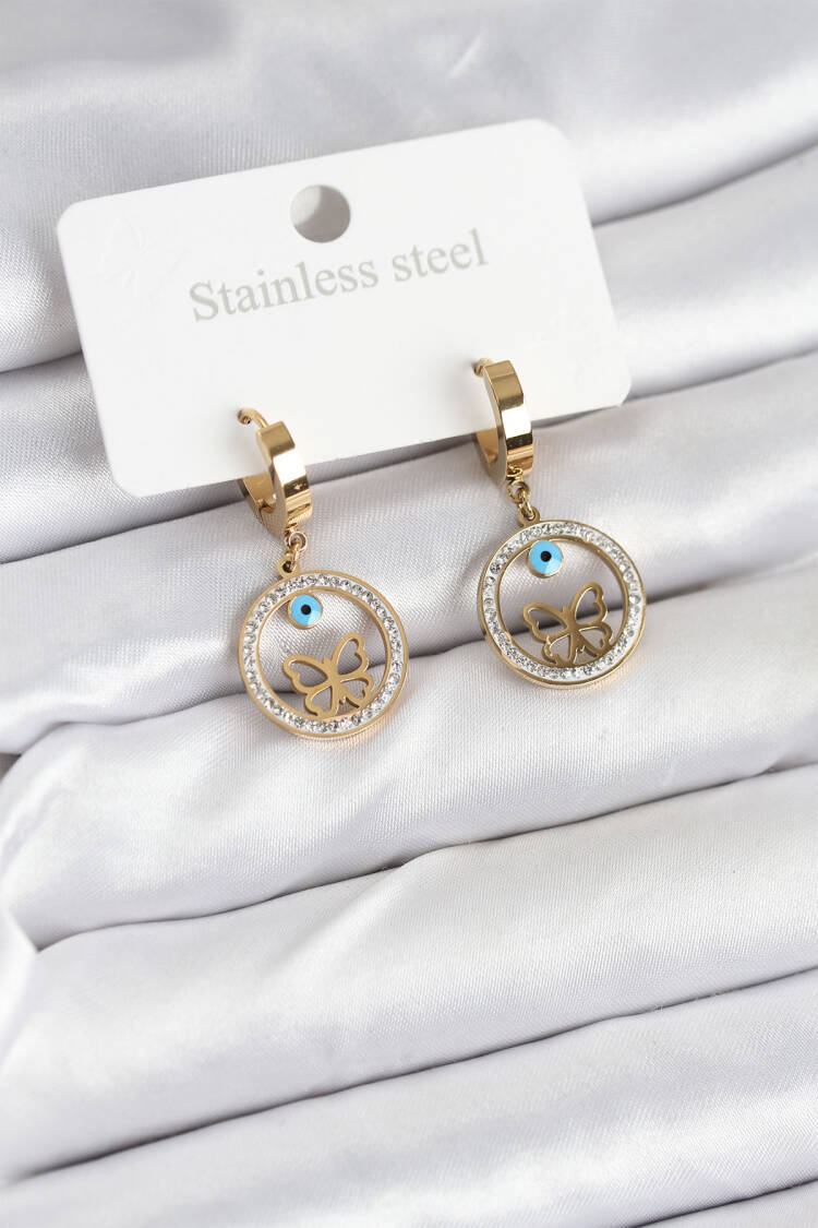 316l Steel Ring Butterfly Women's Earrings - Brand: Ebijuteri - Women & Kids, Baby Clothes Wholesale - Globality Store