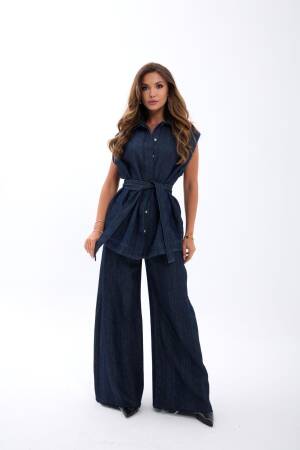 Blue Long Buttoned Vest With Regular Fit - Brand: Fame - Women & Kids, Baby Clothes Wholesale - Globality Store