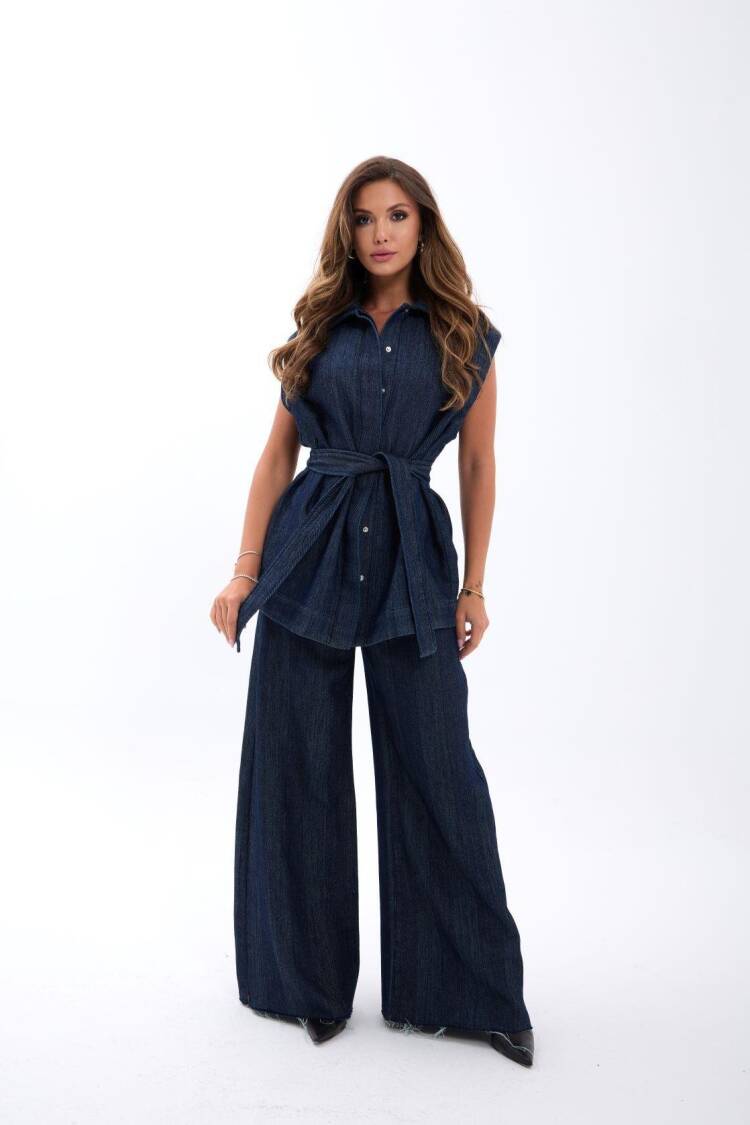 Blue Long Buttoned Vest With Regular Fit - Brand: Fame - Women & Kids, Baby Clothes Wholesale - Globality Store