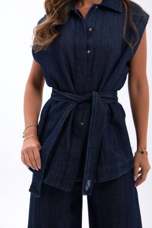 Blue Long Buttoned Vest With Regular Fit - Brand: Fame - Women & Kids, Baby Clothes Wholesale - Globality Store