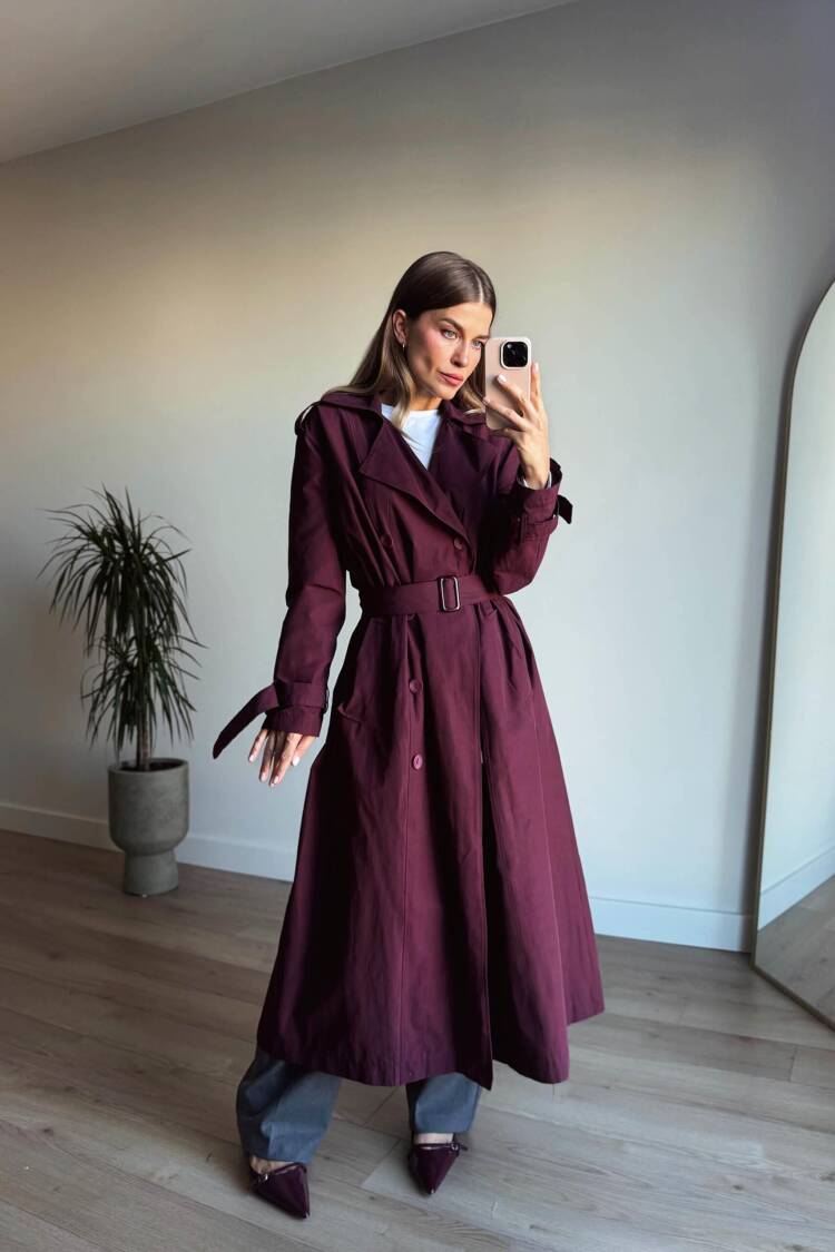 Claret Red Trenchcoat