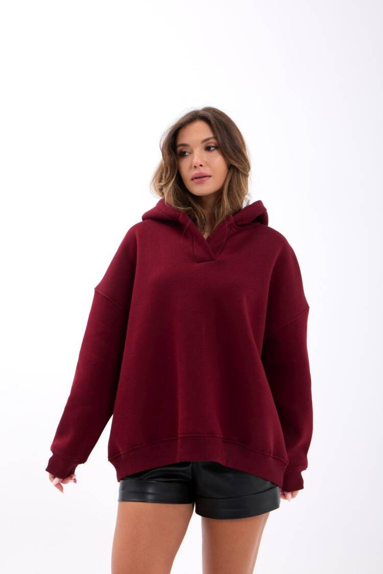 Sweatshirt With Hooded Neck And Oversized Fit