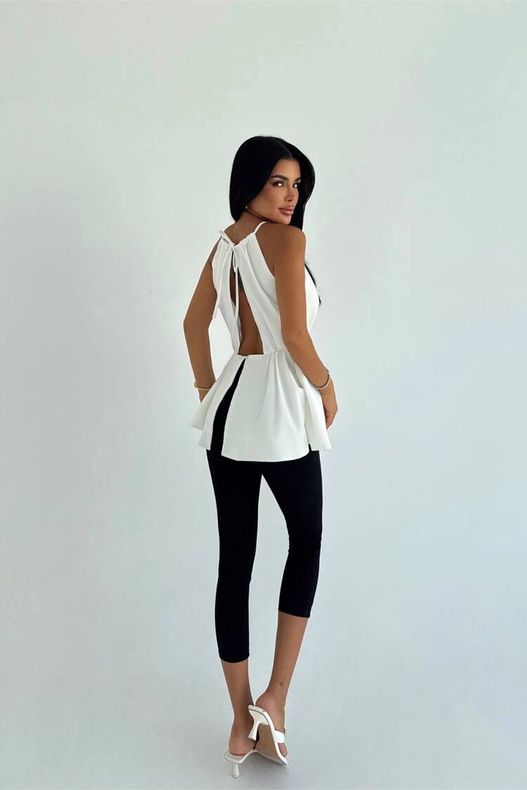 White Sexy Elegant Fitted Halter Neck Crop Top