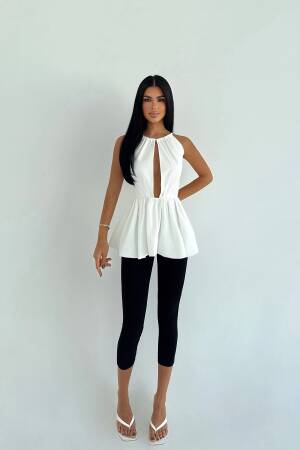 White Sexy Elegant Fitted Halter Neck Crop Top - Brand: EYYO ATELIER - Women & Kids, Baby Clothes Wholesale - Globality Store