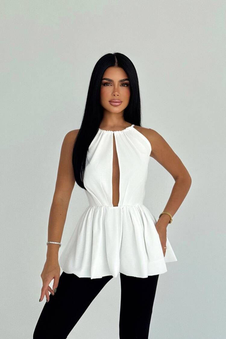 White Sexy Elegant Fitted Halter Neck Crop Top - Brand: EYYO ATELIER - Women & Kids, Baby Clothes Wholesale - Globality Store
