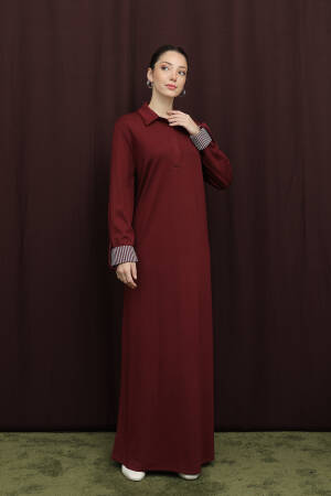 Claret Red Modest Shirt Dress With Polo Neck - Brand: Puane - Women & Kids, Baby Clothes Wholesale - Globality Store