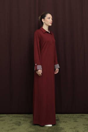 Claret Red Modest Shirt Dress With Polo Neck - Brand: Puane - Women & Kids, Baby Clothes Wholesale - Globality Store