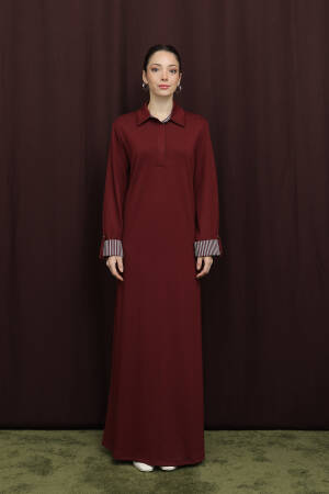 Claret Red Modest Shirt Dress With Polo Neck - Brand: Puane - Women & Kids, Baby Clothes Wholesale - Globality Store