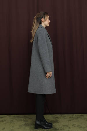 Grey Elegant Single-Breasted Coat - Brand: Puane - Women & Kids, Baby Clothes Wholesale - Globality Store