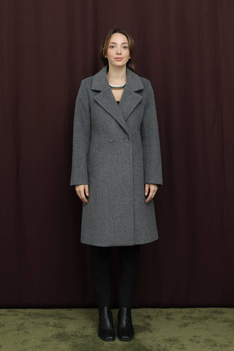 Grey Elegant Single-Breasted Coat