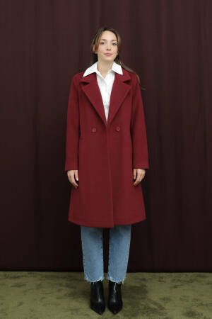 Claret Red Single-Breasted Long Coat - Brand: Puane - Women & Kids, Baby Clothes Wholesale - Globality Store