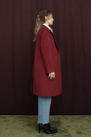 Claret Red Single-Breasted Long Coat - Brand: Puane - Women & Kids, Baby Clothes Wholesale - Globality Store