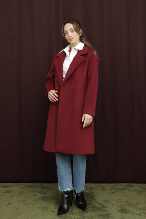 Claret Red Single-Breasted Long Coat - Brand: Puane - Women & Kids, Baby Clothes Wholesale - Globality Store