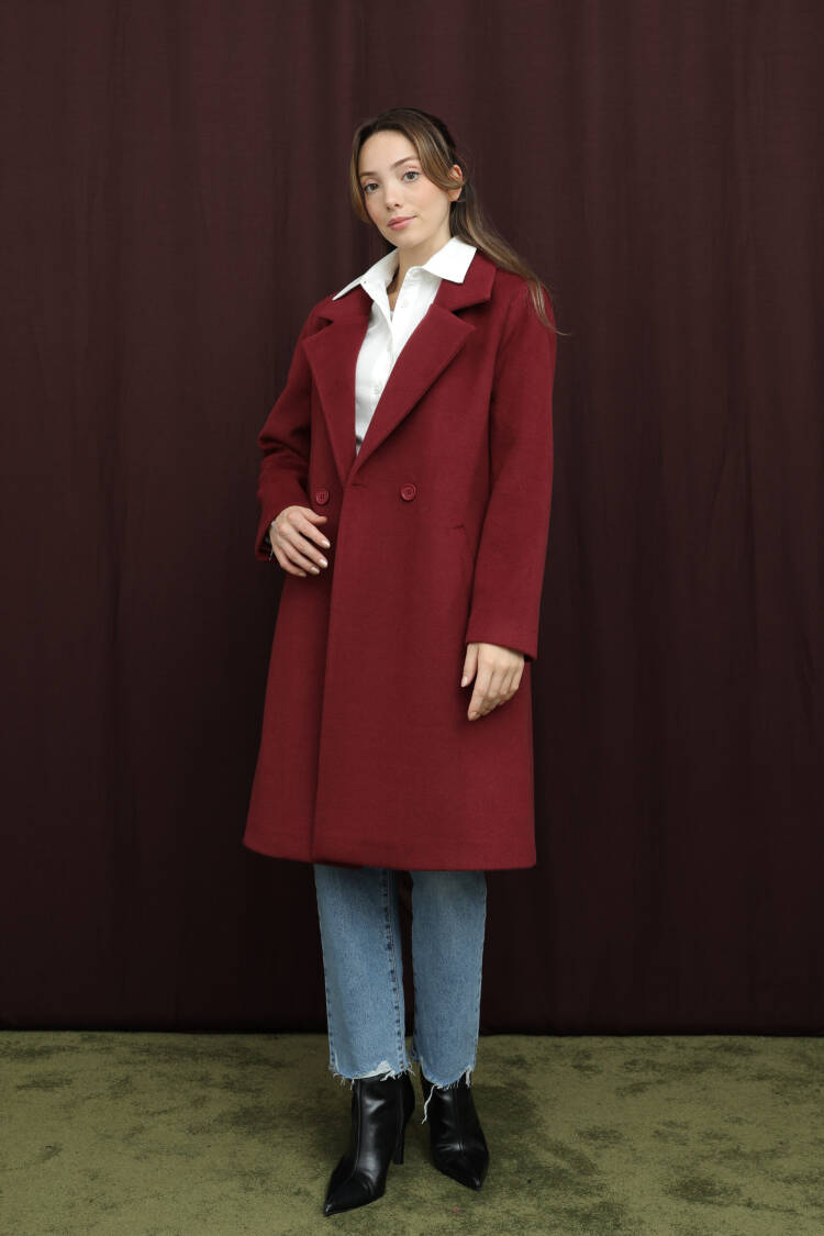 Claret Red Single-Breasted Long Coat - Brand: Puane - Women & Kids, Baby Clothes Wholesale - Globality Store