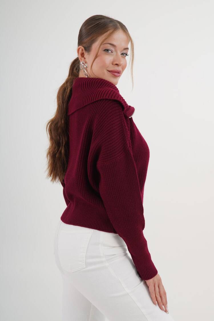 Cardigan With Zip Up And Off Shoulder Neck