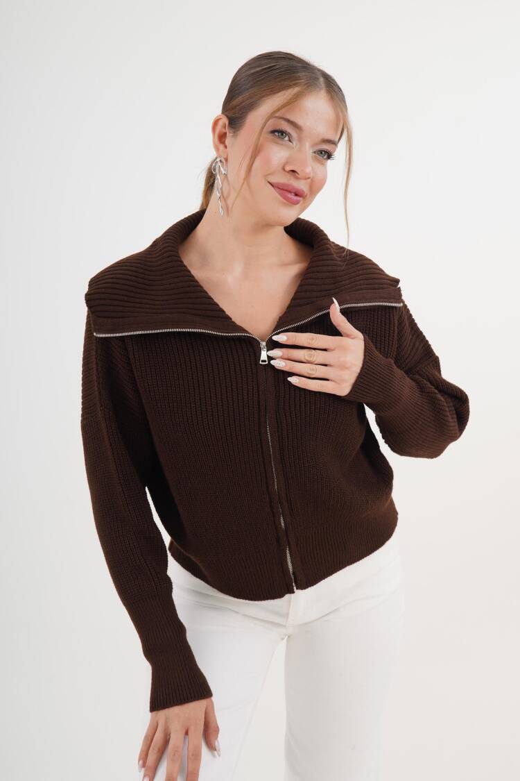 Casual Elegant Cardigan With Zip Up