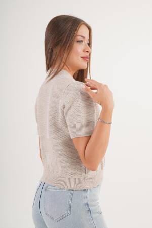 Beige Casual Elegant Cardigan With V-Neck - Brand: Lustrin - Women & Kids, Baby Clothes Wholesale - Globality Store
