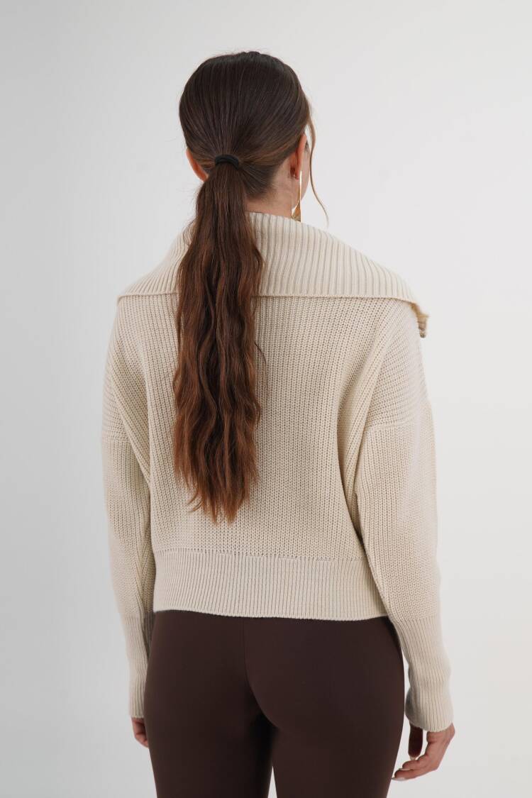 Beige Cardigan Casual Elegant Streetwear Zip-Up