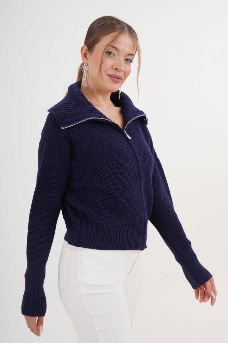 Cardigan With Zip-Up Hooded Neck