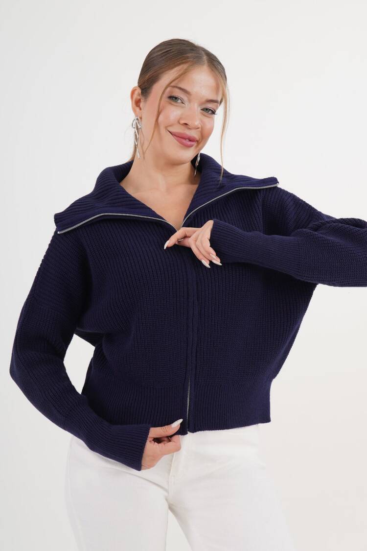 Cardigan With Zip-Up Hooded Neck