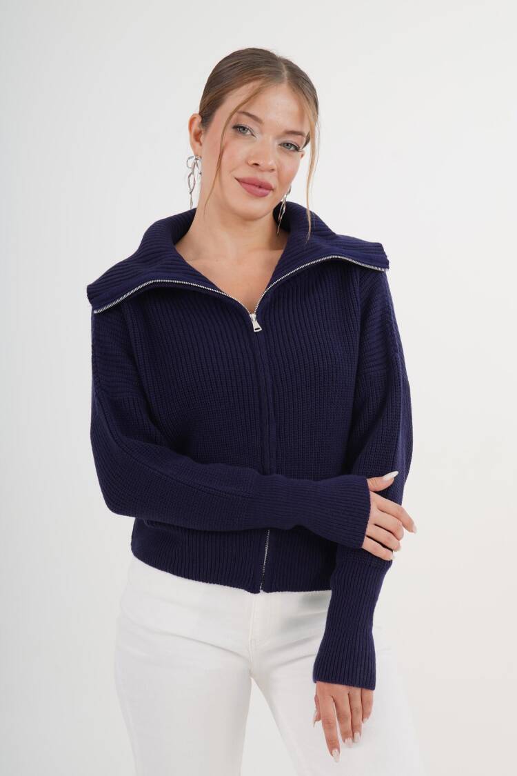 Cardigan With Zip-Up Hooded Neck