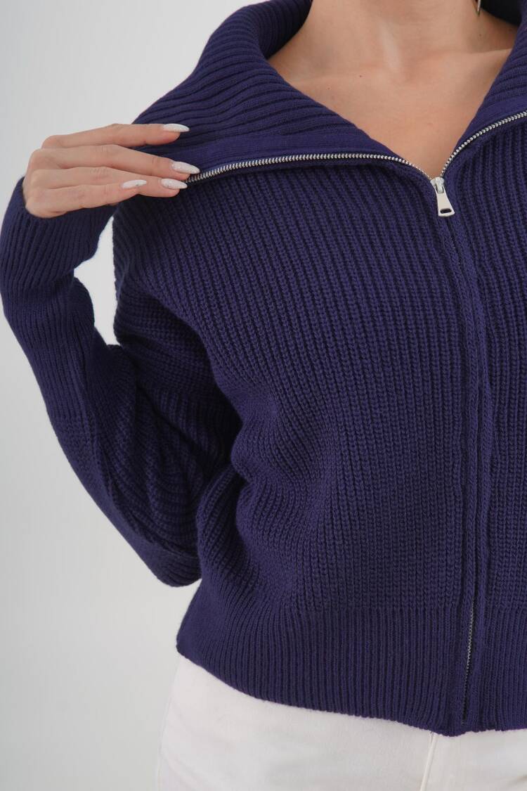 Cardigan With Zip-Up Hooded Neck