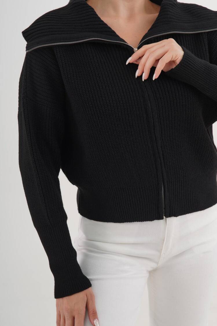 Zip Up Hooded Neck Cardigan
