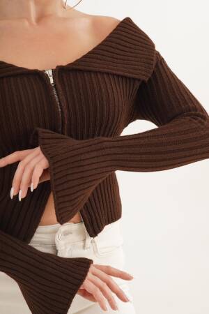 Slim Fit Zip Up Bell Sleeve Cardigan - Brand: Lustrin - Women & Kids, Baby Clothes Wholesale - Globality Store
