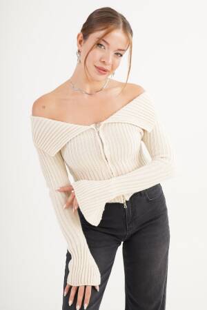 Beige Slim Fit Sexy Casual Elegant Cardigan - Brand: Lustrin - Women & Kids, Baby Clothes Wholesale - Globality Store