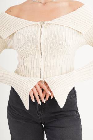 Beige Slim Fit Sexy Casual Elegant Cardigan - Brand: Lustrin - Women & Kids, Baby Clothes Wholesale - Globality Store