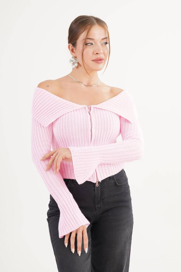 Slim Fit Bell Sleeve Zip-Up Cardigan - Brand: Lustrin - Women & Kids, Baby Clothes Wholesale - Globality Store