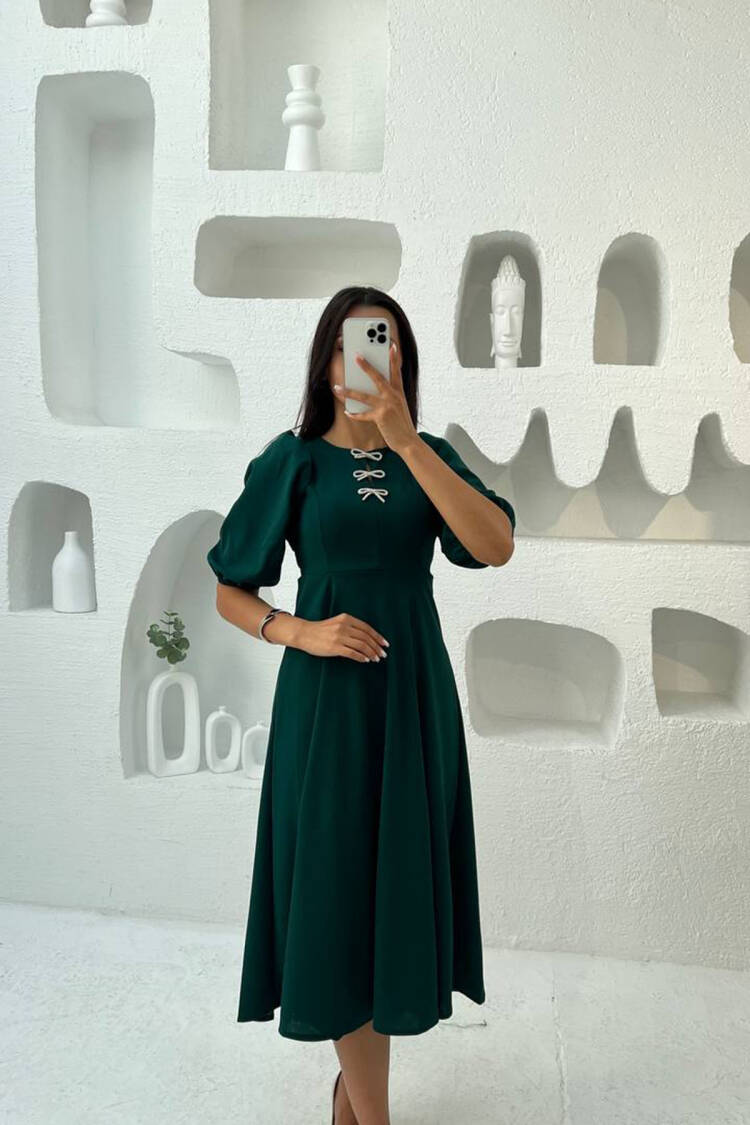 Modest Elegant Midi Fit And Flare Dress