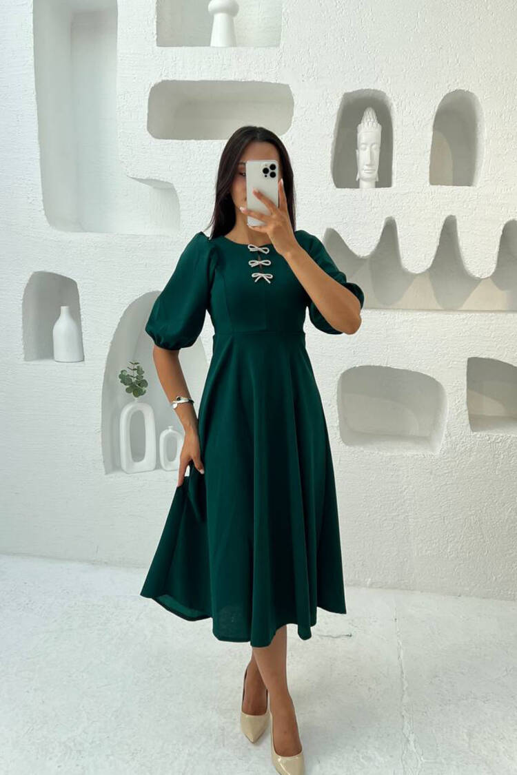 Modest Elegant Midi Fit And Flare Dress