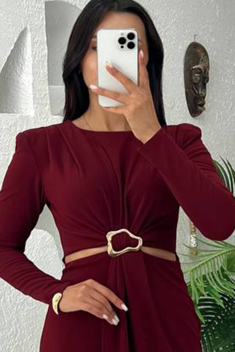 Bodycon Midi Dress With Long Sleeves