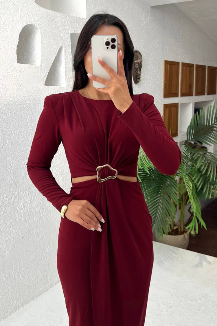 Bodycon Midi Dress With Long Sleeves - Brand: Mode Roy - Women & Kids, Baby Clothes Wholesale - Globality Store
