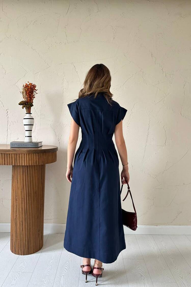 Midi Shirt Dress With Cap Sleeves