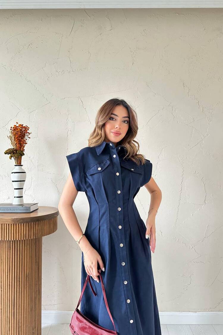 Midi Shirt Dress With Cap Sleeves